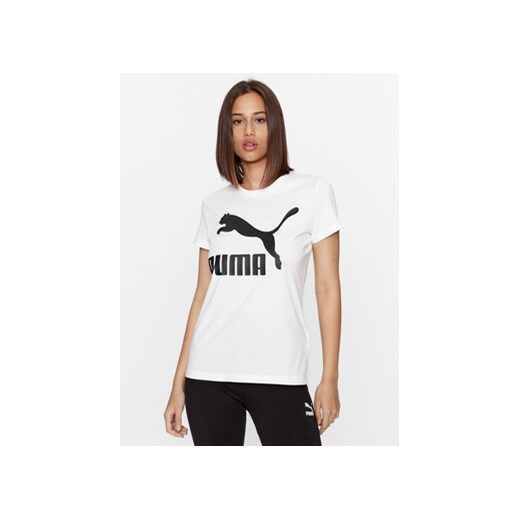 Puma T-Shirt Classics Logo 530076 Biały Regular Fit ze sklepu MODIVO w kategorii Bluzki damskie - zdjęcie 168628831