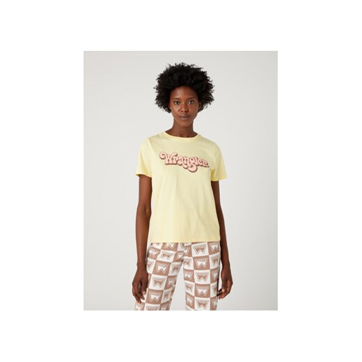 Wrangler T-Shirt W7N4D3Y37 112332103 Żółty Regular Fit ze sklepu MODIVO w kategorii Bluzki damskie - zdjęcie 168629932