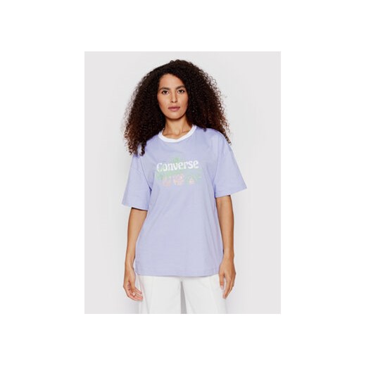Converse T-Shirt 10023937-A04 Fioletowy Loose Fit ze sklepu MODIVO w kategorii Bluzki damskie - zdjęcie 168630012