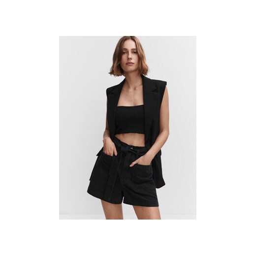 Mango Szorty jeansowe Paola 57040169 Czarny Relaxed Fit Mango S okazja MODIVO
