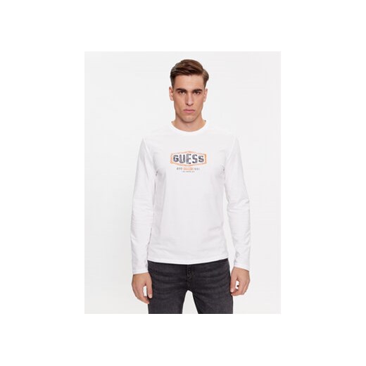 Guess Longsleeve M4RI34 J1314 Biały Slim Fit ze sklepu MODIVO w kategorii T-shirty męskie - zdjęcie 168630831