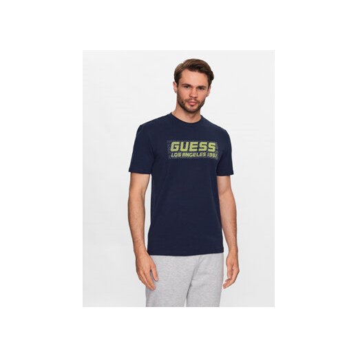 Guess T-Shirt Z3YI03 J1314 Granatowy Slim Fit ze sklepu MODIVO w kategorii T-shirty męskie - zdjęcie 168631150