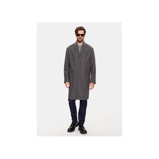 Calvin Klein Płaszcz wełniany K10K111745 Szary Regular Fit ze sklepu MODIVO w kategorii Płaszcze męskie - zdjęcie 168632072