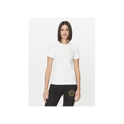 Versace Jeans Couture T-Shirt 75HAHT06 Biały Slim Fit ze sklepu MODIVO w kategorii Bluzki damskie - zdjęcie 168632282