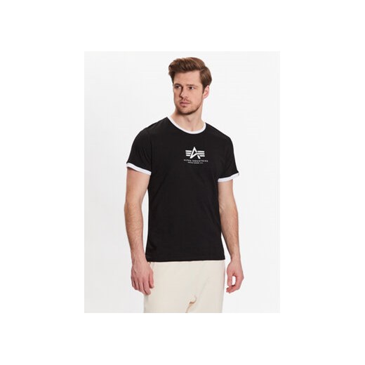 Alpha Industries T-Shirt Basic T Contrasts 106501 Czarny Regular Fit ze sklepu MODIVO w kategorii T-shirty męskie - zdjęcie 168632614