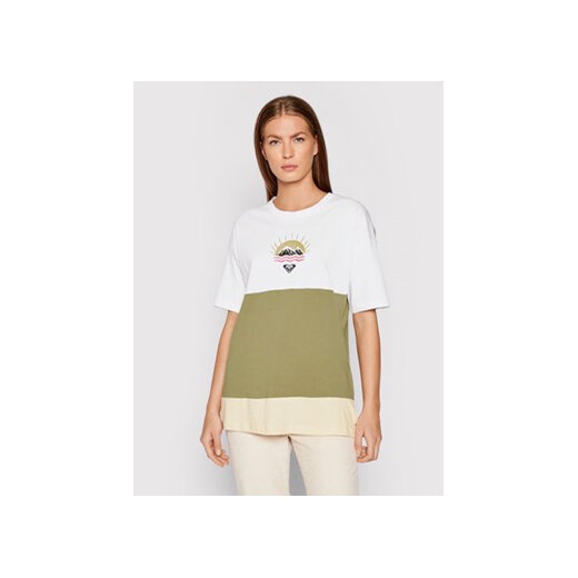 Roxy T-Shirt Addicted To Joy ERJZT05149 Zielony Loose Fit XS okazja MODIVO