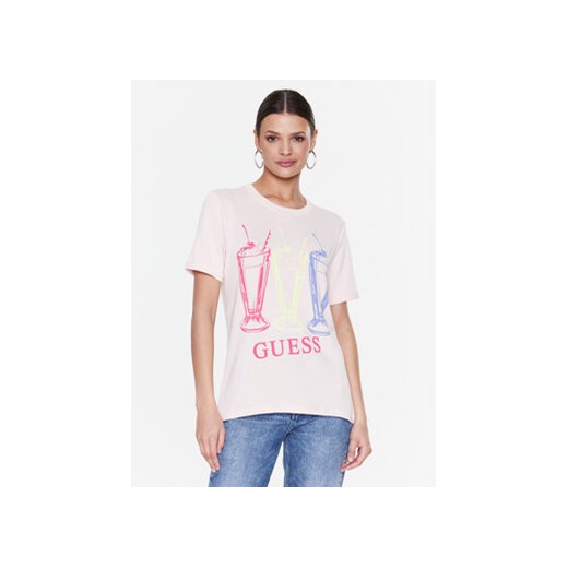 Guess T-Shirt Adelita W3RI24 KBK72 Różowy Regular Fit ze sklepu MODIVO w kategorii Bluzki damskie - zdjęcie 168633101