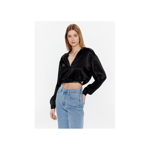 Calvin Klein Jeans Bluzka J20J220327 Czarny Regular Fit ze sklepu MODIVO w kategorii Bluzki damskie - zdjęcie 168633181