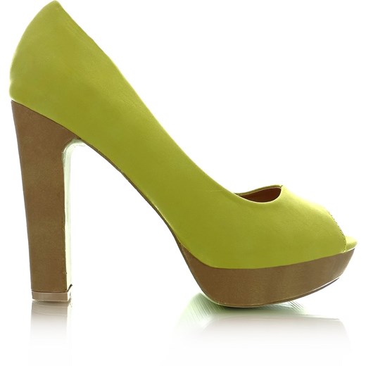 Czółenka block heels 2521-1 żółte kupbuty-com zielony na platformie