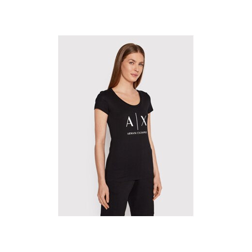 Armani Exchange T-Shirt 8NYT70 YJ16Z 1200 Czarny Regular Fit ze sklepu MODIVO w kategorii Bluzki damskie - zdjęcie 168633882