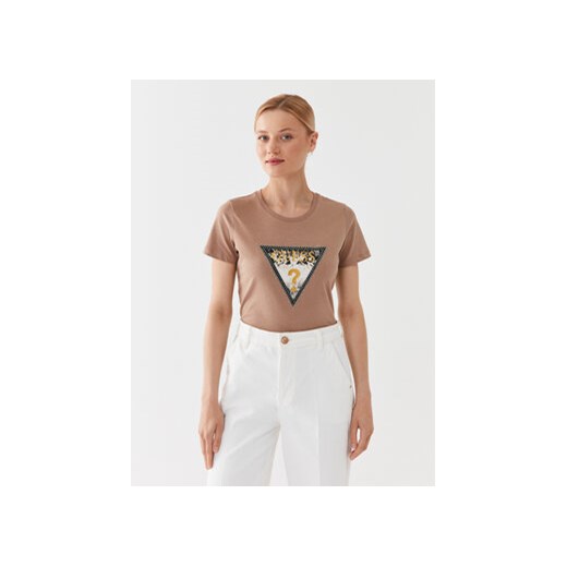 Guess T-Shirt W3YI41 I3Z14 Beżowy Regular Fit ze sklepu MODIVO w kategorii Bluzki damskie - zdjęcie 168635934