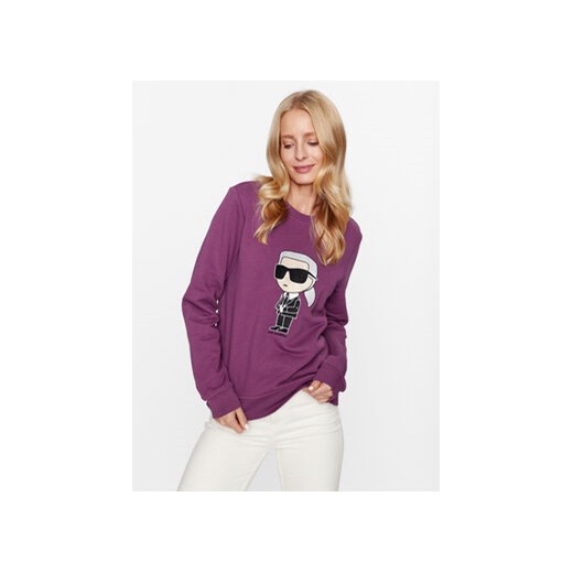 KARL LAGERFELD Bluza Punto 230W1800 Różowy Regular Fit ze sklepu MODIVO w kategorii Bluzy damskie - zdjęcie 168636100