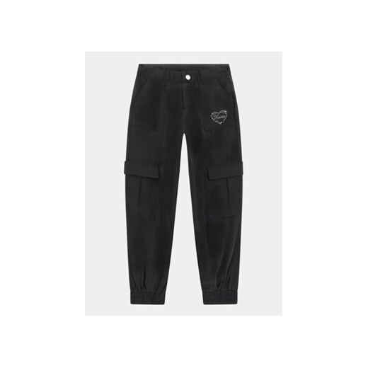 Guess Spodnie materiałowe J4RB03 WFYV0 Czarny Loose Fit ze sklepu MODIVO w kategorii Spodnie dziewczęce - zdjęcie 168636344