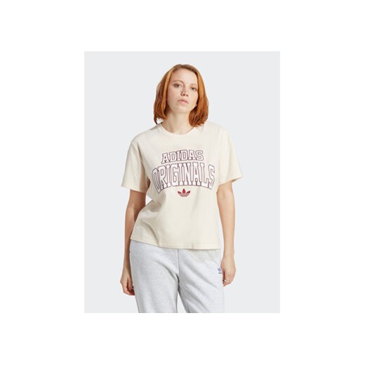 adidas T-Shirt T-Shirt IC5981 Beżowy ze sklepu MODIVO w kategorii Bluzki damskie - zdjęcie 168636782
