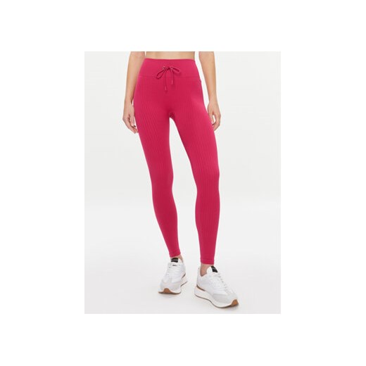 Guess Legginsy Rib-Seamless V4RB00 Z3CC0 Różowy Slim Fit ze sklepu MODIVO w kategorii Spodnie damskie - zdjęcie 168637251