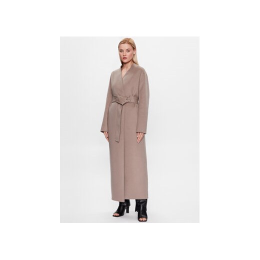 Calvin Klein Płaszcz wełniany K20K205905 Szary Regular Fit ze sklepu MODIVO w kategorii Płaszcze damskie - zdjęcie 168637760