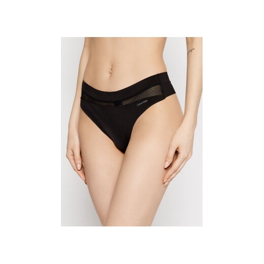 Calvin Klein Underwear Stringi 000QF6047E Czarny ze sklepu MODIVO w kategorii Majtki damskie - zdjęcie 168637770