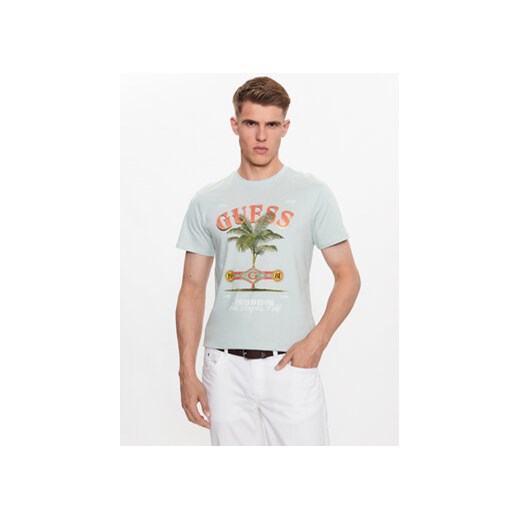 Guess T-Shirt M3YI61 K9RM1 Zielony Slim Fit ze sklepu MODIVO w kategorii T-shirty męskie - zdjęcie 168641740