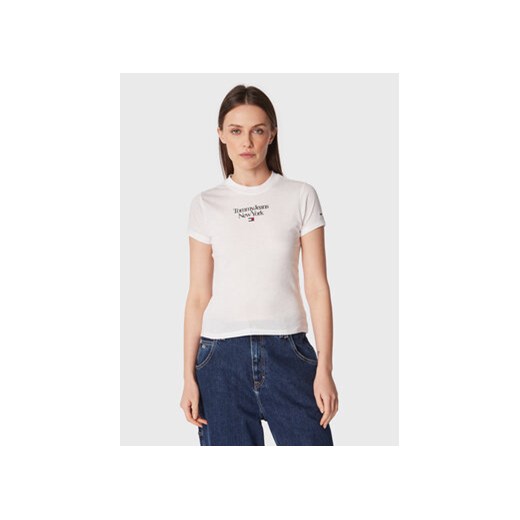 Tommy Jeans T-Shirt Essentail DW0DW14899 Biały Regular Fit ze sklepu MODIVO w kategorii Bluzki damskie - zdjęcie 168642803