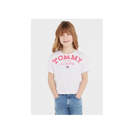 Tommy Hilfiger T-Shirt Logo KG0KG07637 Biały Regular Fit ze sklepu MODIVO w kategorii Bluzki dziewczęce - zdjęcie 168643002