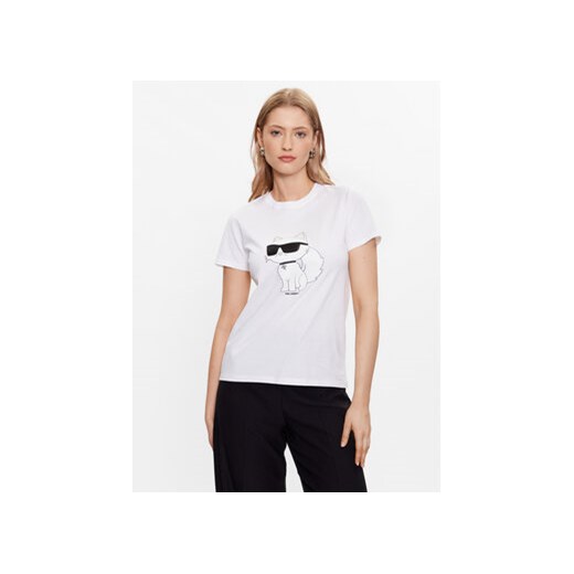 KARL LAGERFELD T-Shirt Ikonik 2.0 Choupette 230W1703 Biały Regular Fit ze sklepu MODIVO w kategorii Bluzki damskie - zdjęcie 168643212