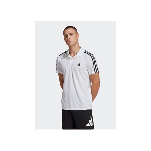 adidas Polo Train Essentials Piqué 3-Stripes Training Polo Shirt IB8109 Biały Regular Fit ze sklepu MODIVO w kategorii T-shirty męskie - zdjęcie 168645050