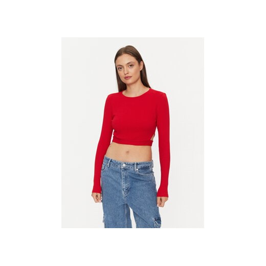 ONLY Bluzka 15293922 Czerwony Slim Fit ze sklepu MODIVO w kategorii Bluzki damskie - zdjęcie 168646243