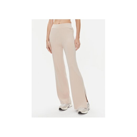 Calvin Klein Spodnie dzianinowe Essential K20K206023 Beżowy Wide Leg ze sklepu MODIVO w kategorii Spodnie damskie - zdjęcie 168646823