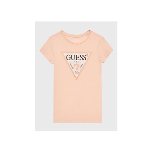 Guess T-Shirt J2YI51 K6YW1 Różowy Regular Fit ze sklepu MODIVO w kategorii Bluzki dziewczęce - zdjęcie 168646920