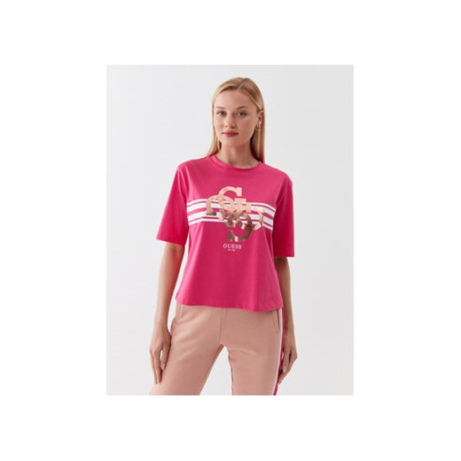 Guess T-Shirt V3YI11 I3Z14 Różowy Regular Fit ze sklepu MODIVO w kategorii Bluzki damskie - zdjęcie 168647650