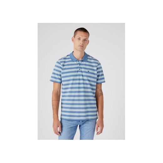 Wrangler Polo W7BPKF84Z 112332763 Niebieski Regular Fit ze sklepu MODIVO w kategorii T-shirty męskie - zdjęcie 168649082