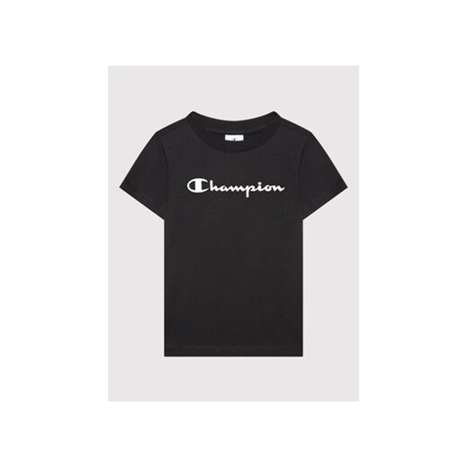 Champion T-Shirt Contrast Script Logo 404541 Czarny Regular Fit ze sklepu MODIVO w kategorii T-shirty chłopięce - zdjęcie 168649230