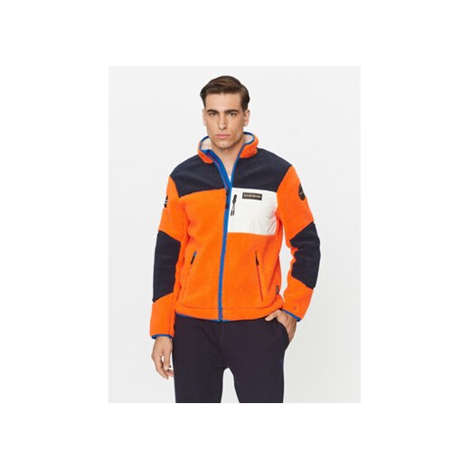 Napapijri Polar NP0A4GNT Pomarańczowy Regular Fit ze sklepu MODIVO w kategorii Bluzy męskie - zdjęcie 168649502