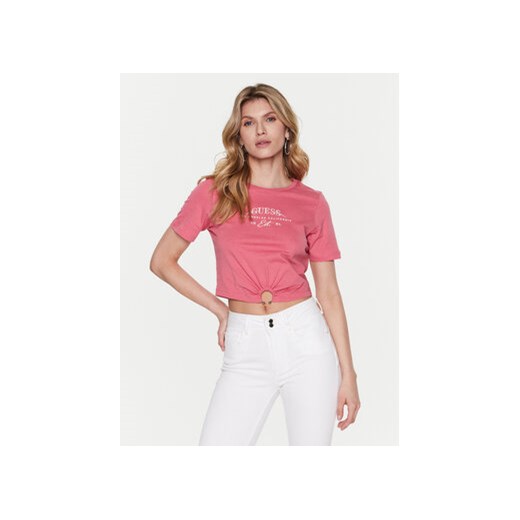 Guess T-Shirt Piercing W3GI23 JA914 Różowy Boxy Fit ze sklepu MODIVO w kategorii Bluzki damskie - zdjęcie 168649711