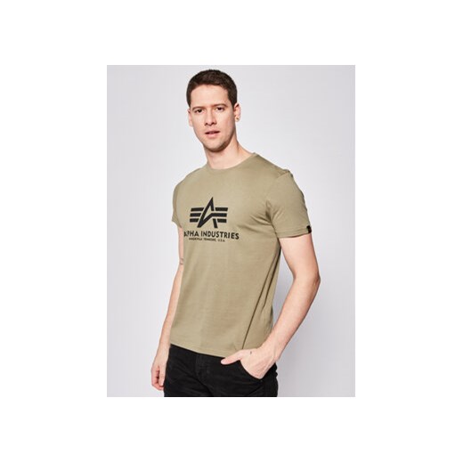 Alpha Industries T-Shirt Basic 100501 Zielony Regular Fit ze sklepu MODIVO w kategorii T-shirty męskie - zdjęcie 168649831