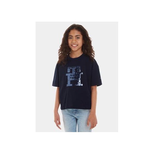 Tommy Hilfiger T-Shirt KG0KG07641 Granatowy Regular Fit ze sklepu MODIVO w kategorii Bluzki dziewczęce - zdjęcie 168650924