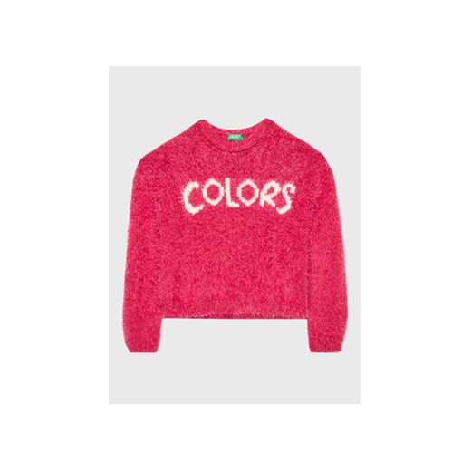 United Colors Of Benetton Sweter 1MAUQ102N Różowy Regular Fit ze sklepu MODIVO w kategorii Swetry dziewczęce - zdjęcie 168651202