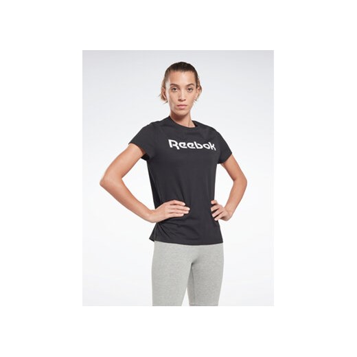 Reebok T-Shirt Training Essentials Graphic HT6184 Czarny Regular Fit ze sklepu MODIVO w kategorii Bluzki damskie - zdjęcie 168651714
