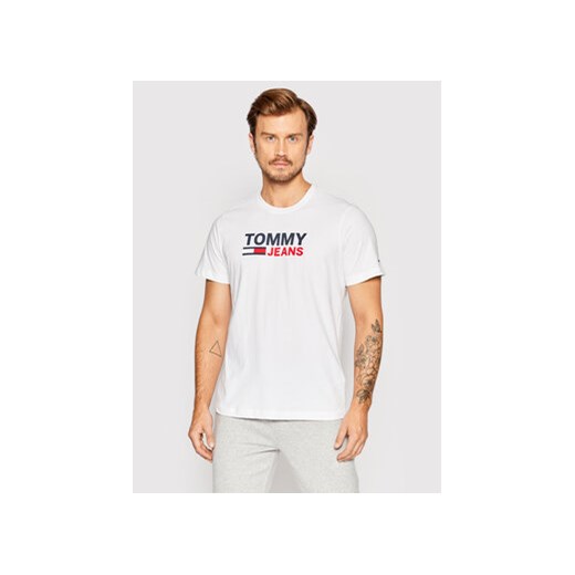 Tommy Jeans T-Shirt Corp Logo DM0DM15379 Biały Regular Fit ze sklepu MODIVO w kategorii T-shirty męskie - zdjęcie 168651740