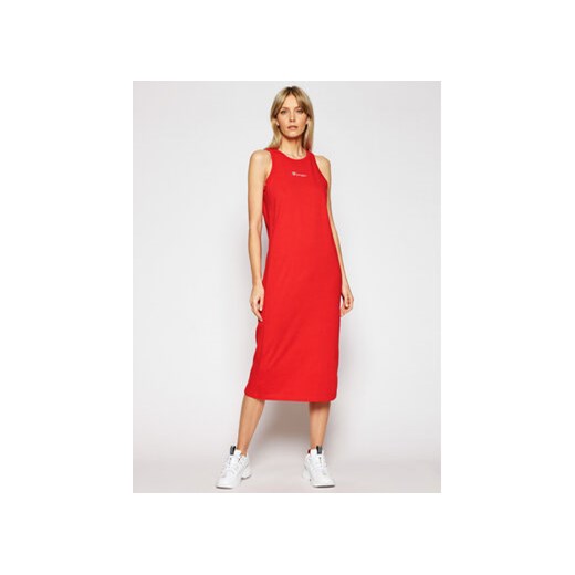 Champion Sukienka codzienna Ribbed Insert Script Logo 112742 Czerwony Regular Champion M promocyjna cena MODIVO