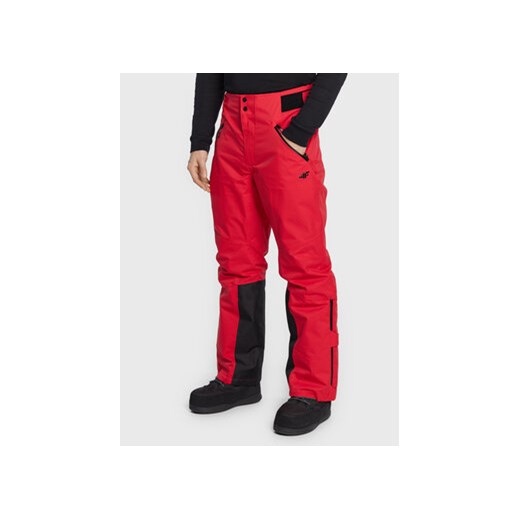 4F Spodnie narciarskie H4Z22-SPMN006 Czerwony Regular Fit ze sklepu MODIVO w kategorii Spodnie męskie - zdjęcie 168652723