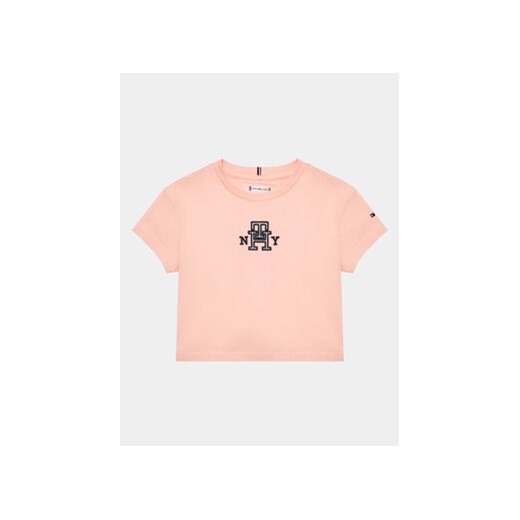 Tommy Hilfiger T-Shirt KG0KG07437 M Różowy Regular Fit ze sklepu MODIVO w kategorii Bluzki dziewczęce - zdjęcie 168652762