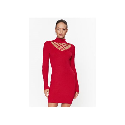 Guess Sukienka dzianinowa W3BK0W Z2YJ2 Czerwony Slim Fit ze sklepu MODIVO w kategorii Sukienki - zdjęcie 168654121