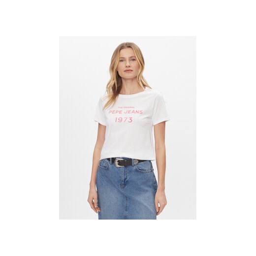 Pepe Jeans T-Shirt Harbor PL505743 Biały Regular Fit ze sklepu MODIVO w kategorii Bluzki damskie - zdjęcie 168654820