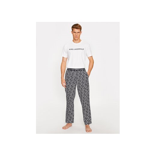 KARL LAGERFELD Piżama Printed Pj T-Shirt Set 225M2100 Biały Regular Fit ze sklepu MODIVO w kategorii Piżamy męskie - zdjęcie 168654862