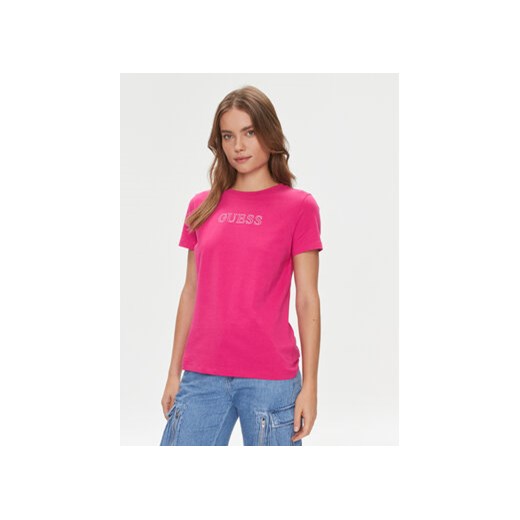 Guess T-Shirt Briana V3BI11 J1314 Różowy Regular Fit ze sklepu MODIVO w kategorii Bluzki damskie - zdjęcie 168655330