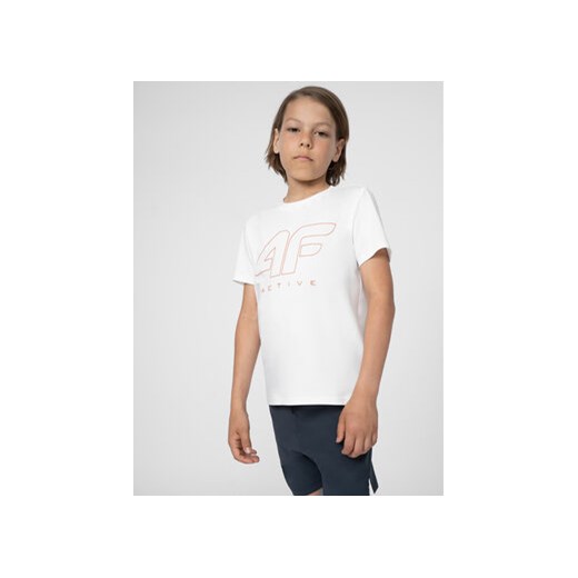4F T-Shirt 4FJSS23TFTSM166 Biały Regular Fit ze sklepu MODIVO w kategorii Bluzki dziewczęce - zdjęcie 168656662