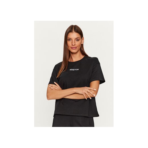 United Colors Of Benetton Koszulka piżamowa 30963M04R Czarny Regular Fit ze sklepu MODIVO w kategorii Piżamy damskie - zdjęcie 168657102