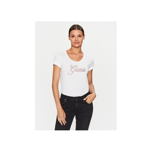 Guess T-Shirt W3YI36 J1314 Biały Slim Fit ze sklepu MODIVO w kategorii Bluzki damskie - zdjęcie 168659094