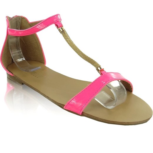 Sandały z suwakiem N10 różowe-fluo kupbuty-com szary lato